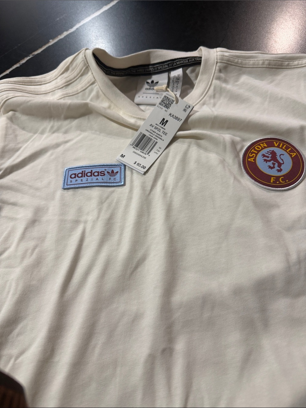 adidas Cream Short-Sleeve Aston Villa Tee